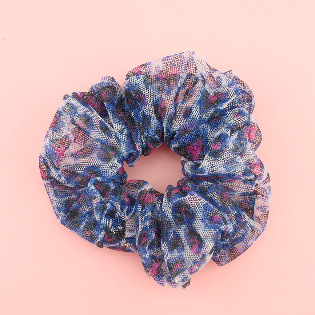 Leopard Mesh Scrunchie - Sour Cherry