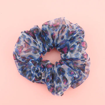 Leopard Mesh Scrunchie - Sour Cherry