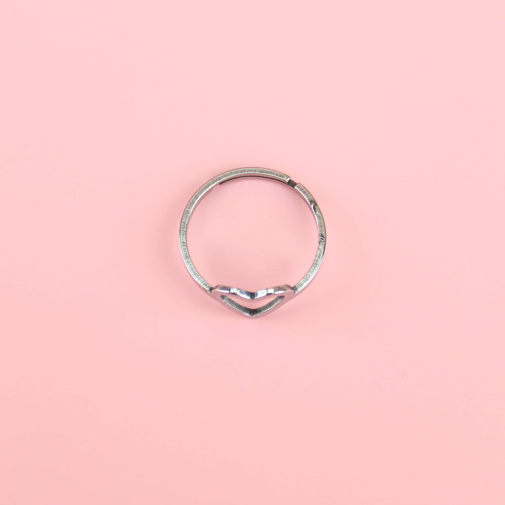 Stainless steel ring with cut out heart