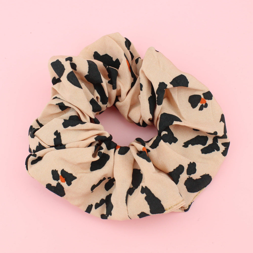 Autumn Leopard Scrunchie - Sour Cherry