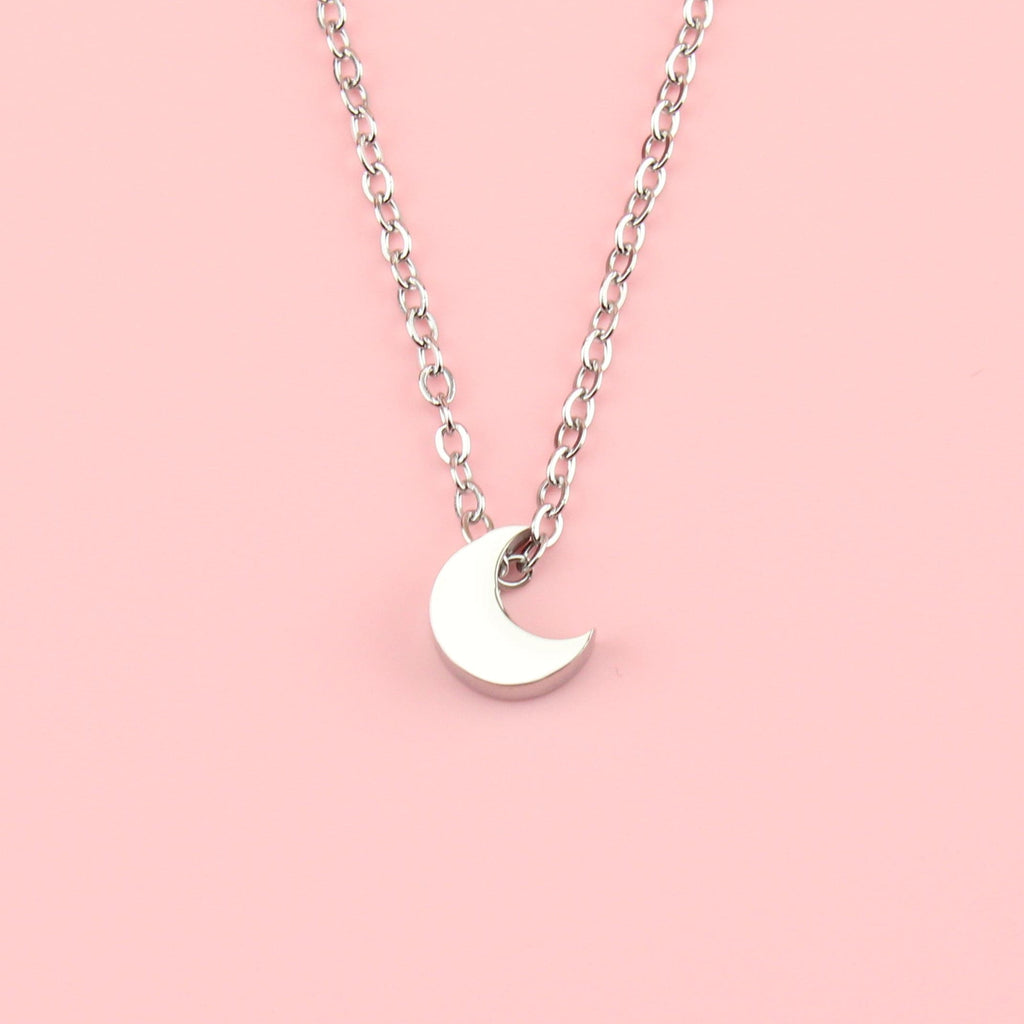 Crescent Moon Charm on a Stainless Steel chain