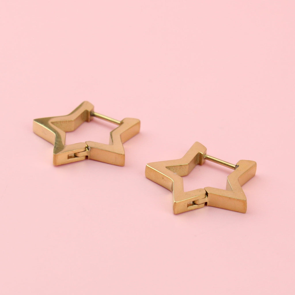 Chunky Star Huggie Hoop Earrings (Gold Plated) - Sour Cherry