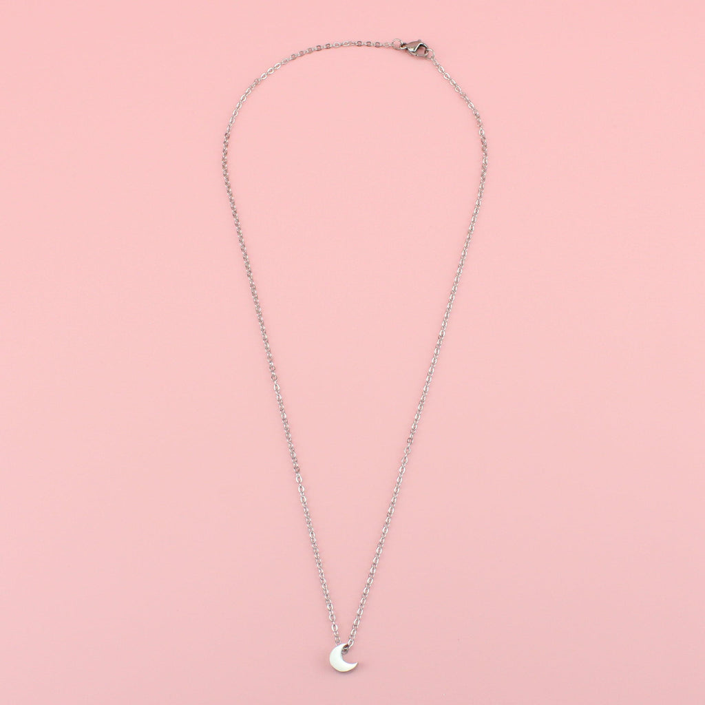 Crescent Moon Charm on a Stainless Steel chain