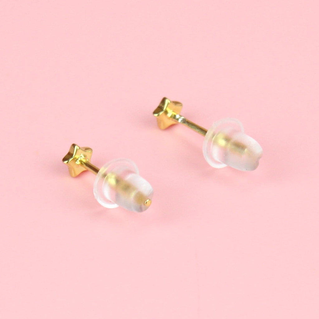 Sterling Silver Star Studs (Gold Plated) - Sour Cherry