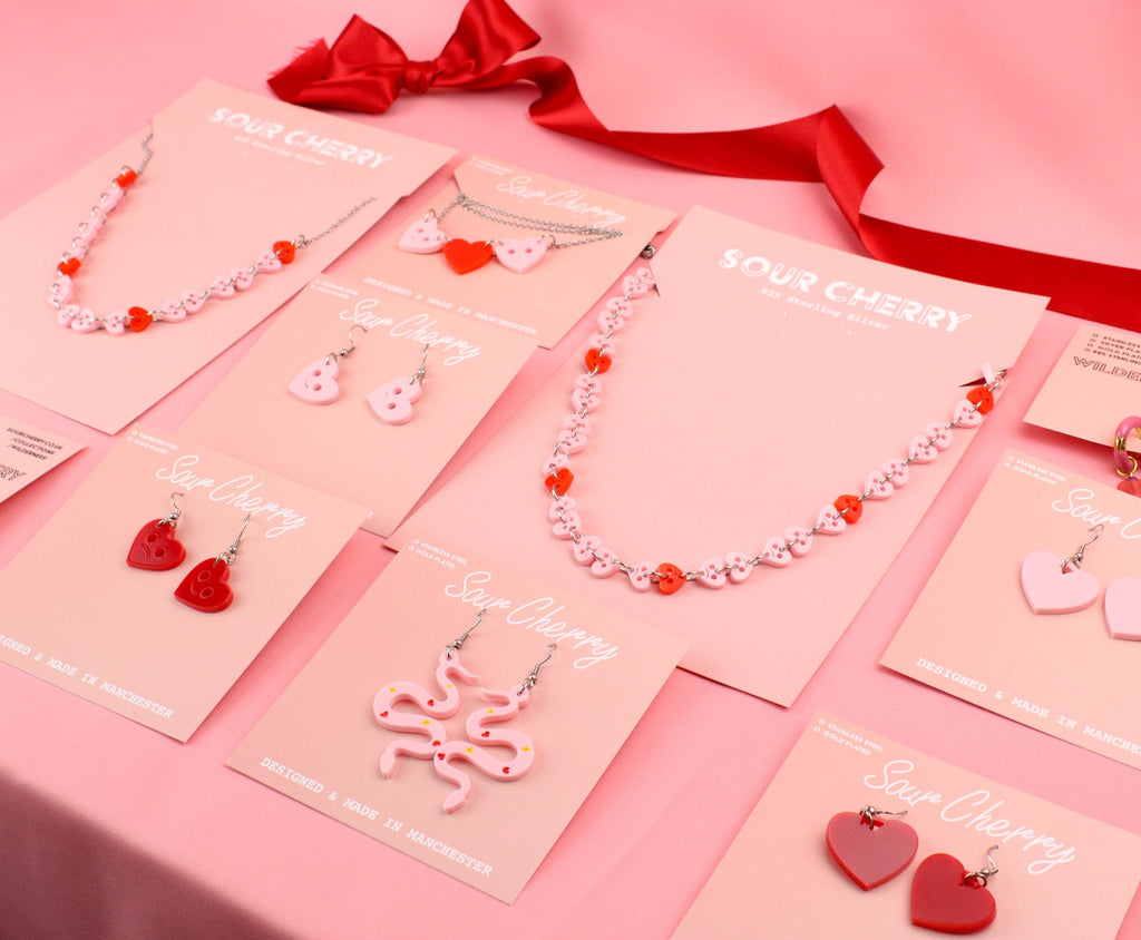 Love And Good Fortune Snake Earrings - Sour Cherry