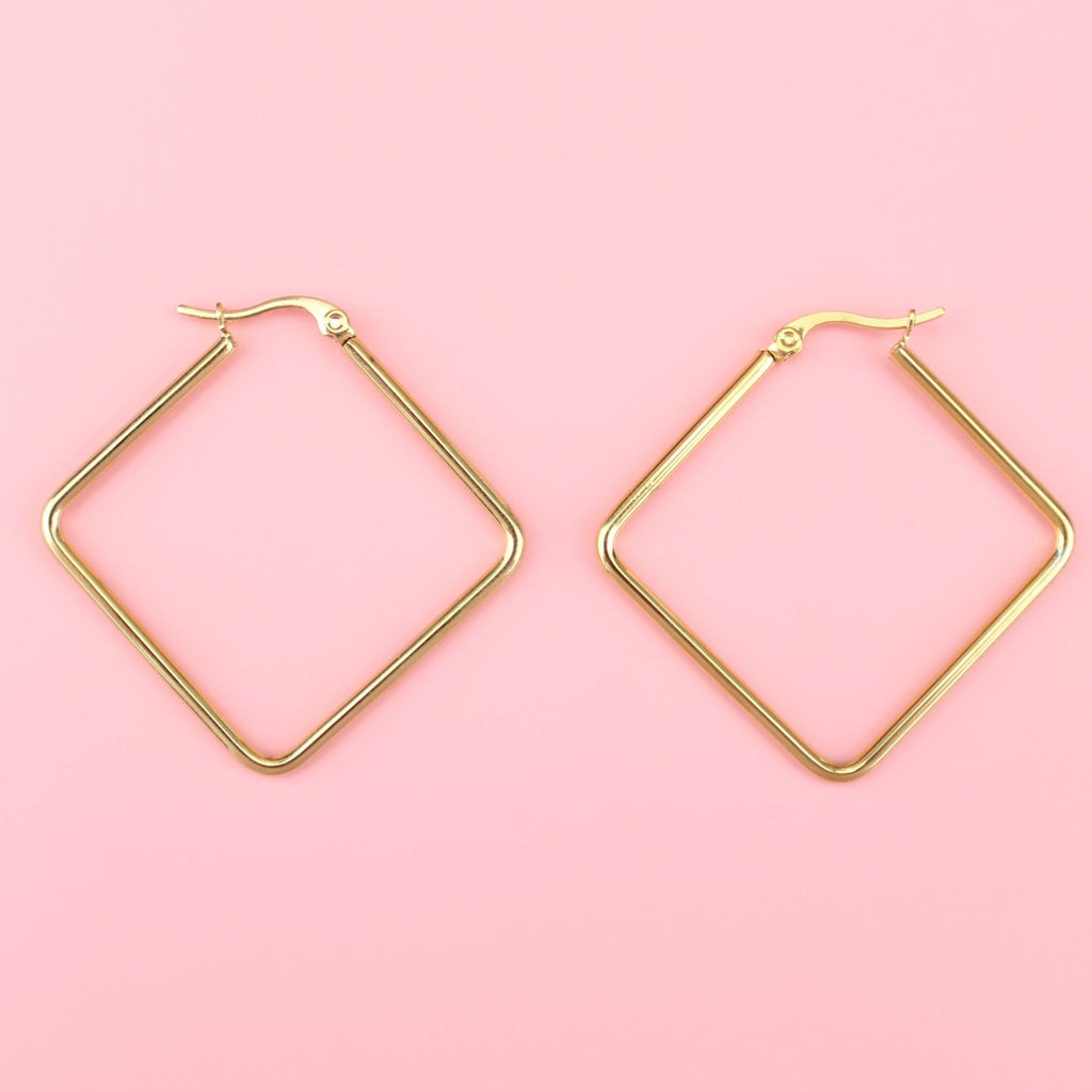 Gold square-shaped hoops