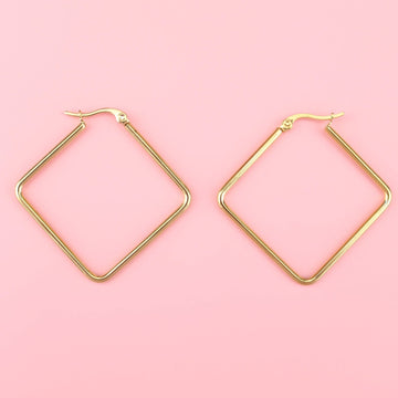 Gold square-shaped hoops