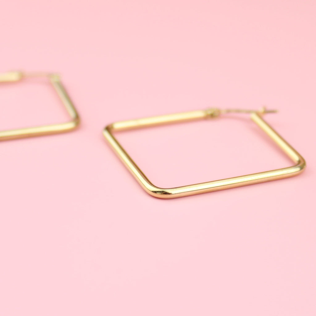 Gold square-shaped hoops