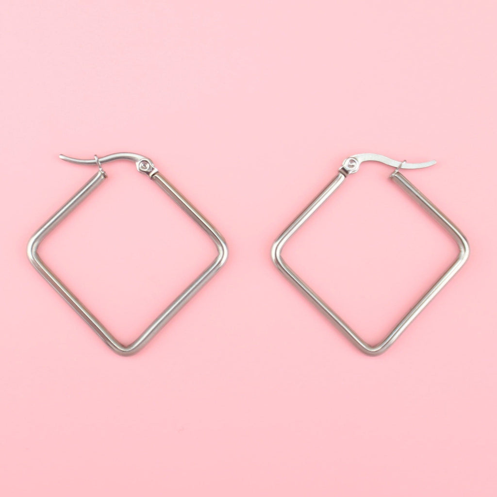 Small Square Hoop Earrings - Sour Cherry