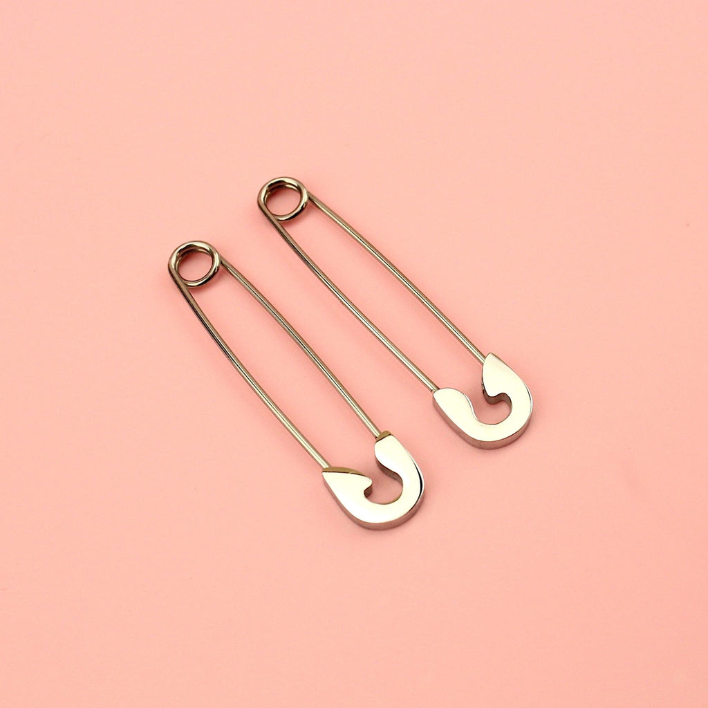 Gold Plated Stainless Steel Safety Pin Earrings