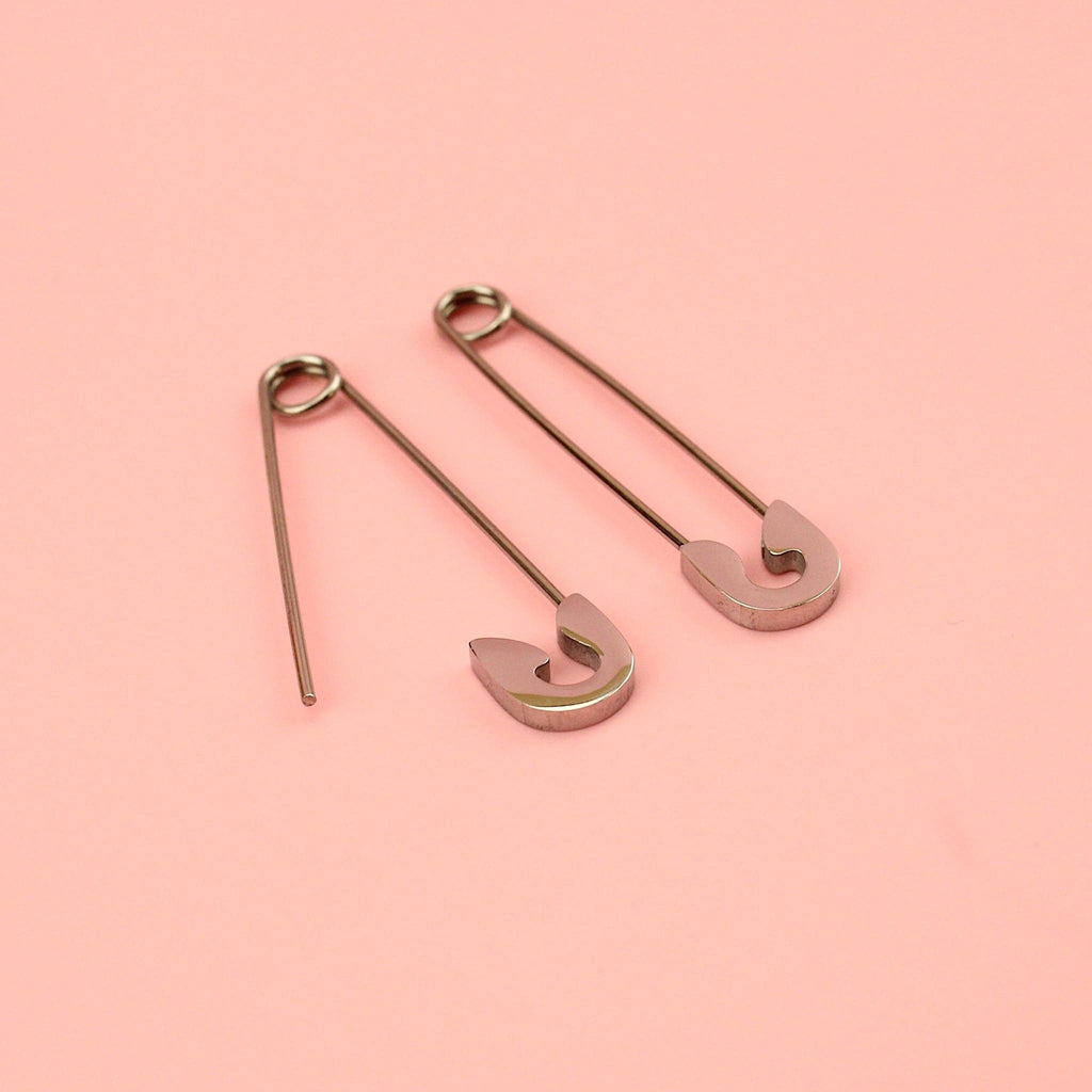 Gold Plated Stainless Steel Safety Pin Earrings