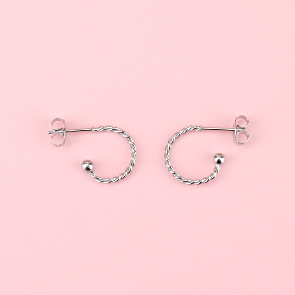 Tiny Twisted Hoop Earrings - Sour Cherry