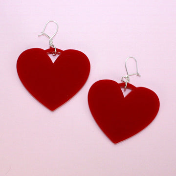 Red Heart Drop Earrings - Sour Cherry