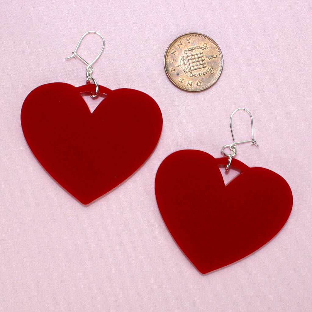 Red Heart Drop Earrings - Sour Cherry