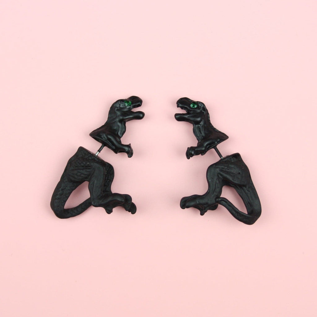 Black 2 Piece T-Rex Stud Earrings - Sour Cherry