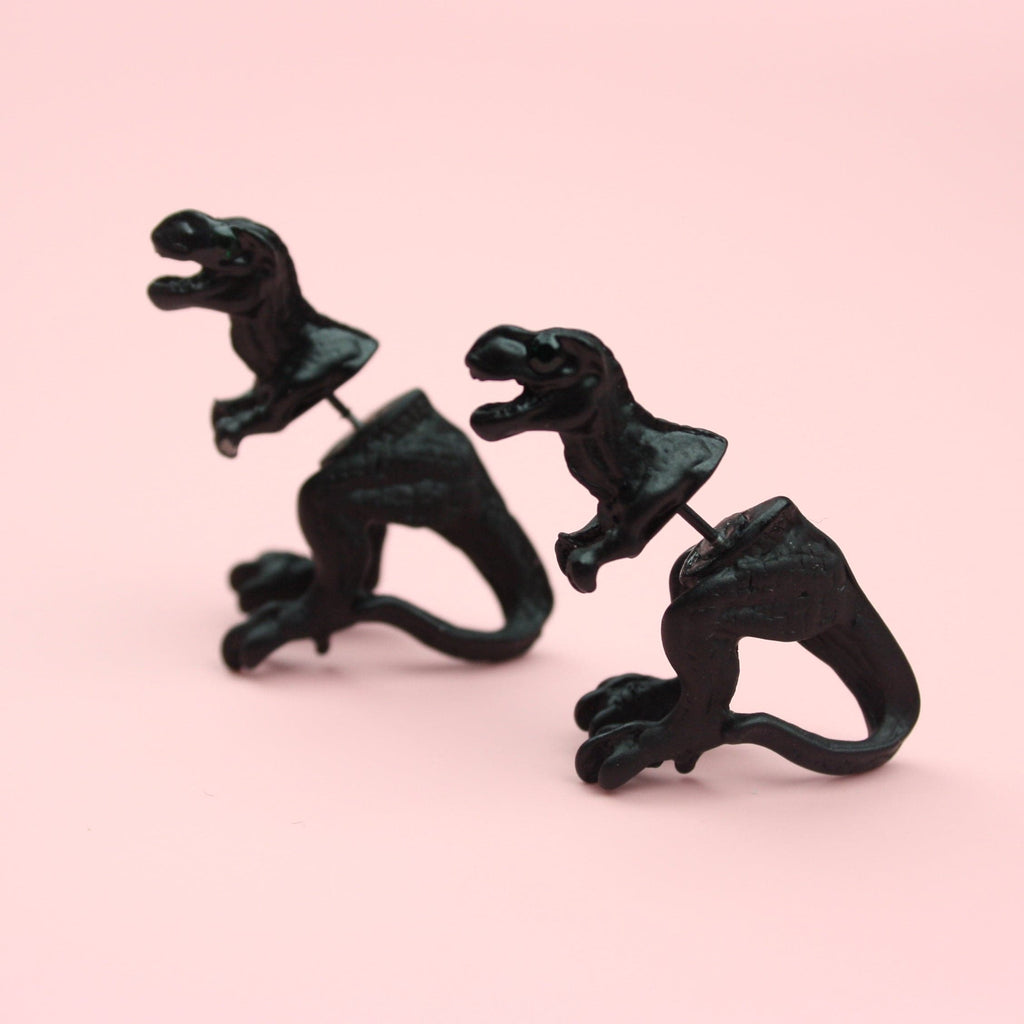 Black 2 Piece T-Rex Stud Earrings - Sour Cherry