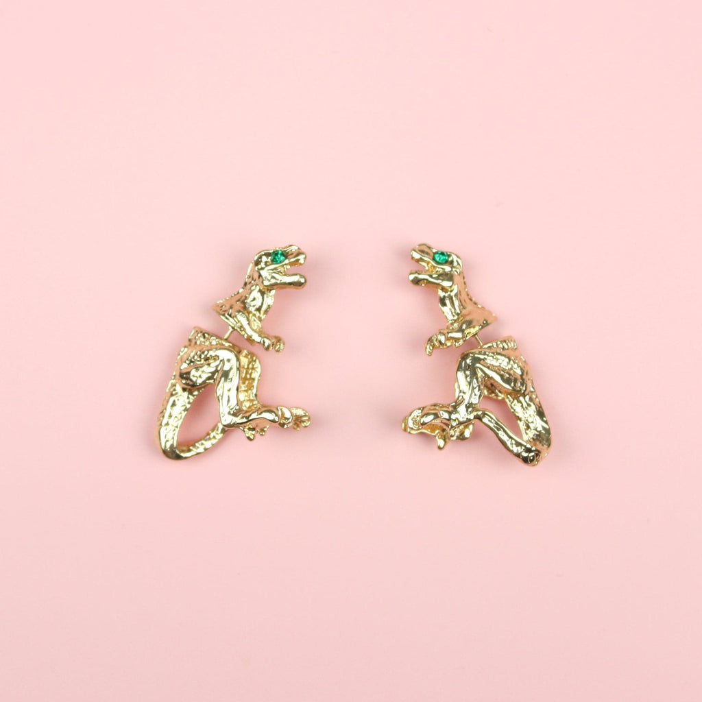 Two Piece T-Rex Stud Earrings (Gold Plated) - Sour Cherry