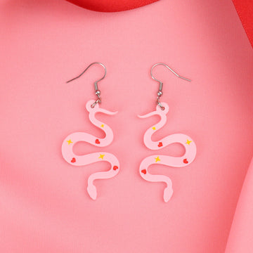 Love And Good Fortune Snake Earrings - Sour Cherry