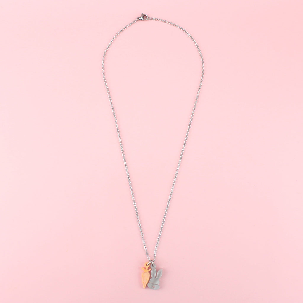 Rabbit & Carrot Necklace - Sour Cherry