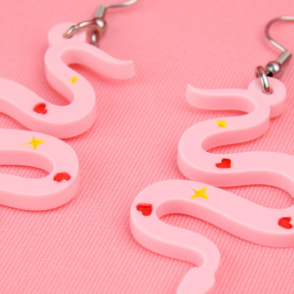 Love And Good Fortune Snake Earrings - Sour Cherry