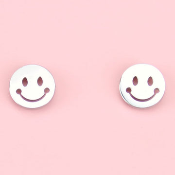Smiley face stud with cut out eyes and smile