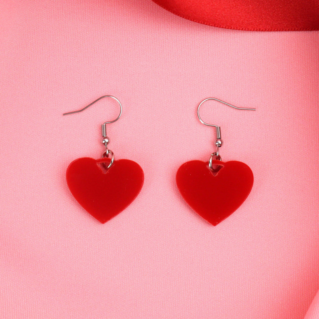 Red Heart Mini Drop Earrings - Sour Cherry
