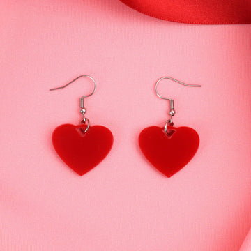 Red Heart Mini Drop Earrings - Sour Cherry