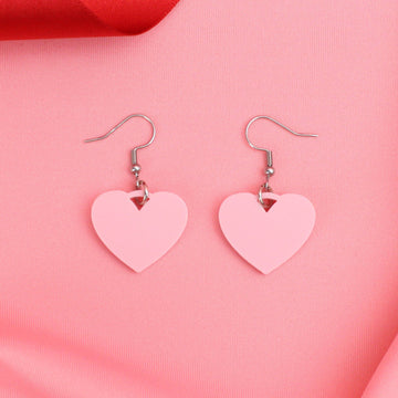 Pink Heart Mini Drop Earrings - Sour Cherry