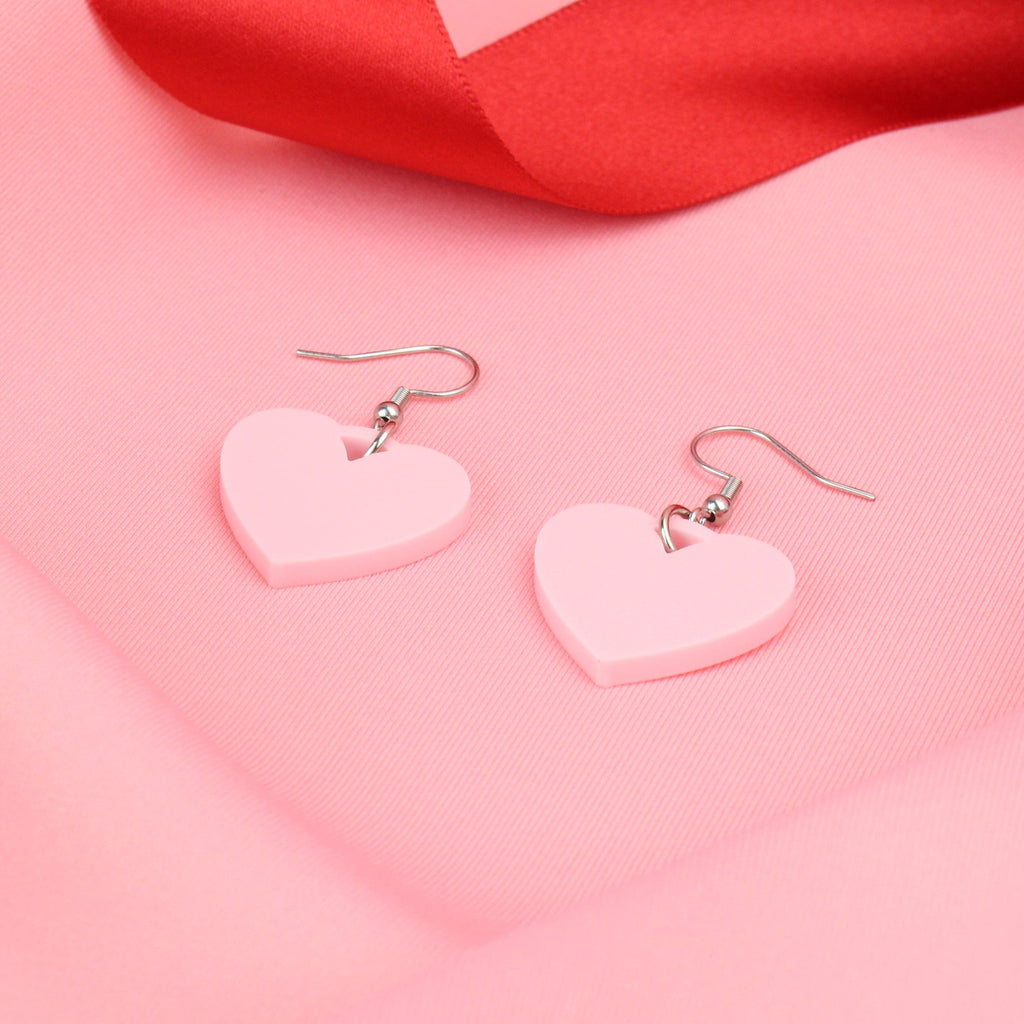 Pink Heart Mini Drop Earrings - Sour Cherry