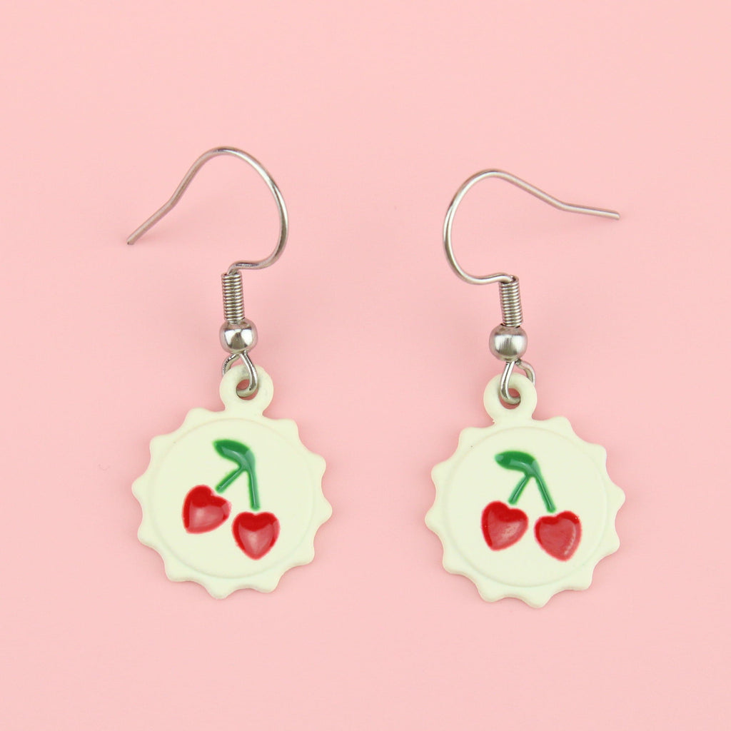 Cherry Soda Cap Earrings - Sour Cherry