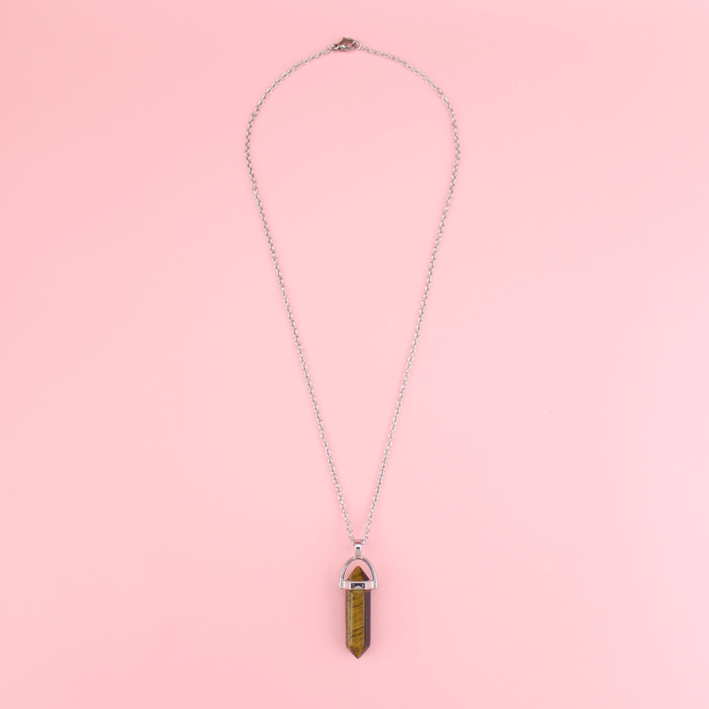 Tiger's Eye Charm on a stainless steel chain