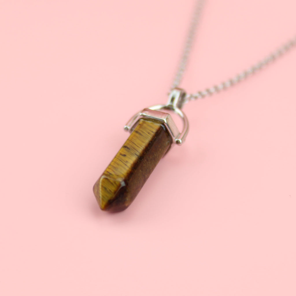 Tiger's Eye Charm on a stainless steel chain