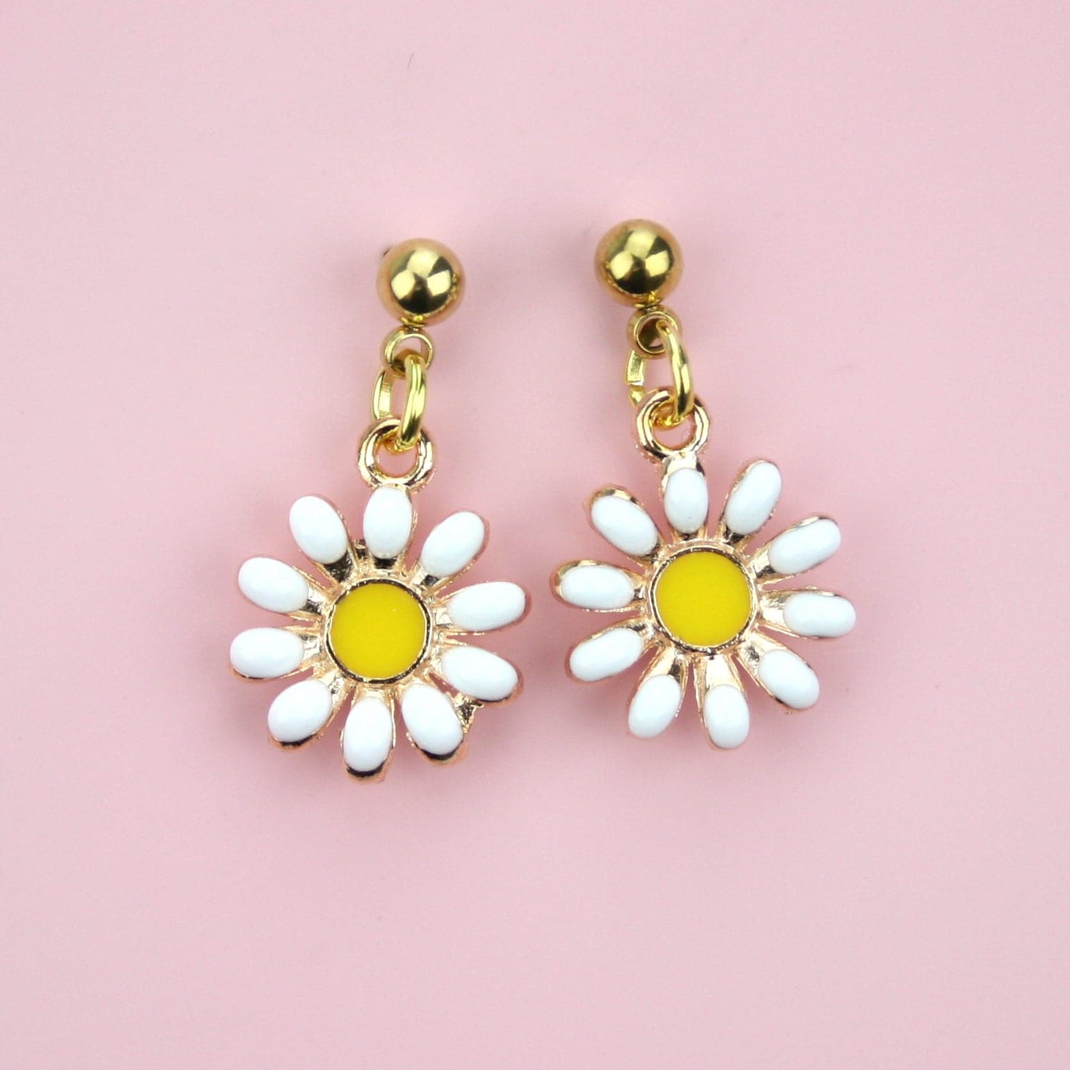 Enamel daisy earrings on sale