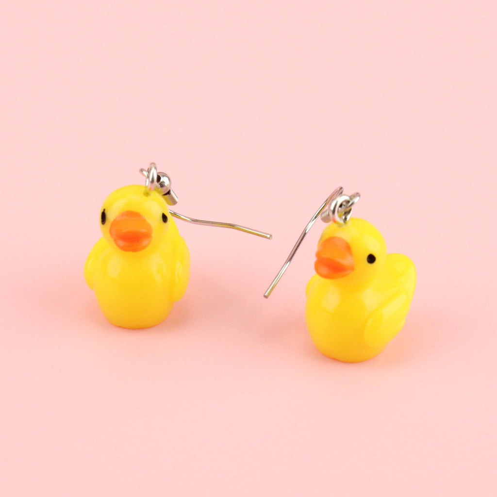 Hook-a-duck inspired duck charms on stainless steel earwires