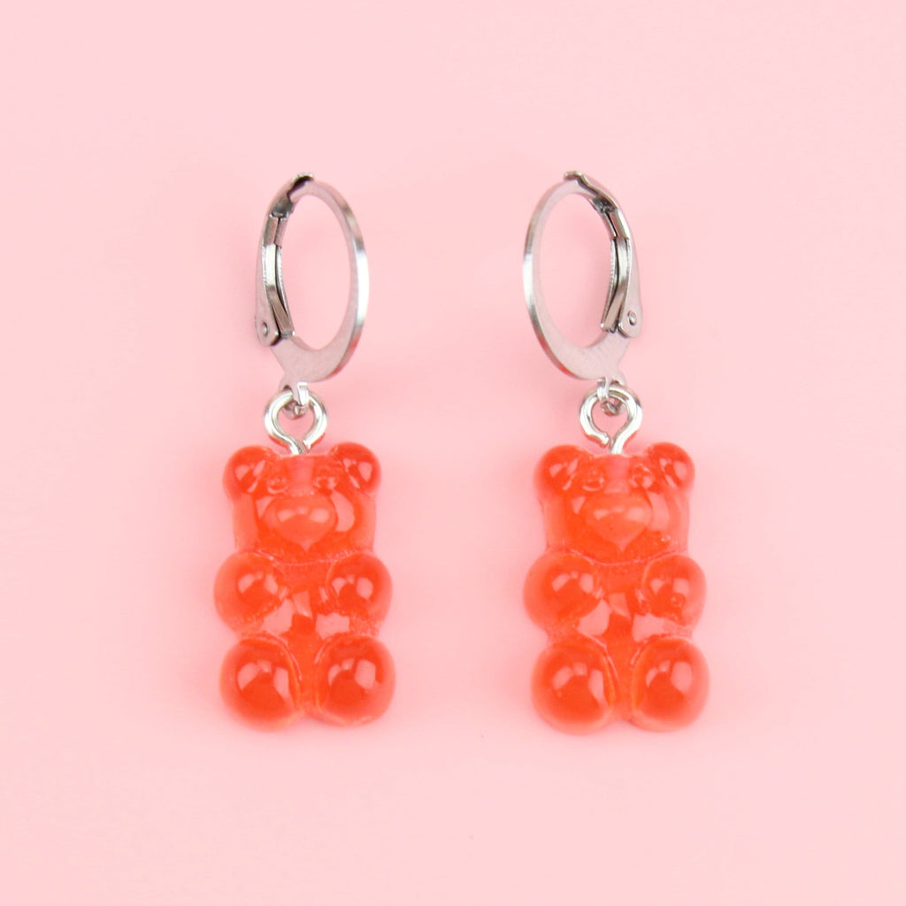 Strawberry Gummy Bear Earrings - Sour Cherry