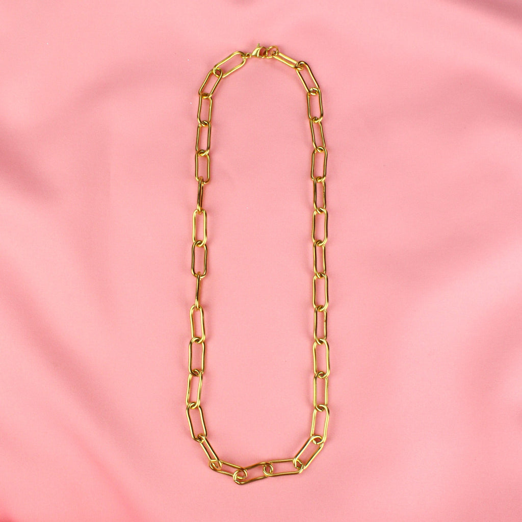 Oval links on a Gold Plated Stainless Steel Chain 