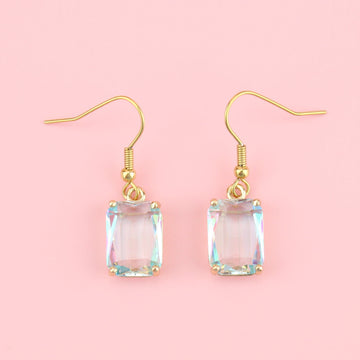 Gold plated stainless steel ear wires with a glass charm
