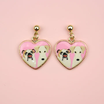 Two Dogs Heart Stud Earrings - Sour Cherry