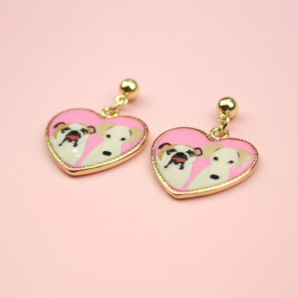 Two Dogs Heart Stud Earrings - Sour Cherry