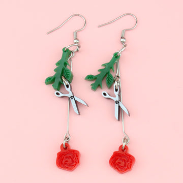 'Don't Tease' Rose Cutting Earrings - Sour Cherry