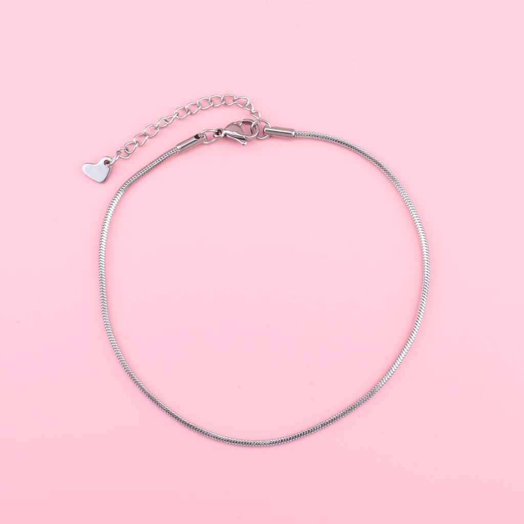 Round Snake Chain Anklet - Sour Cherry