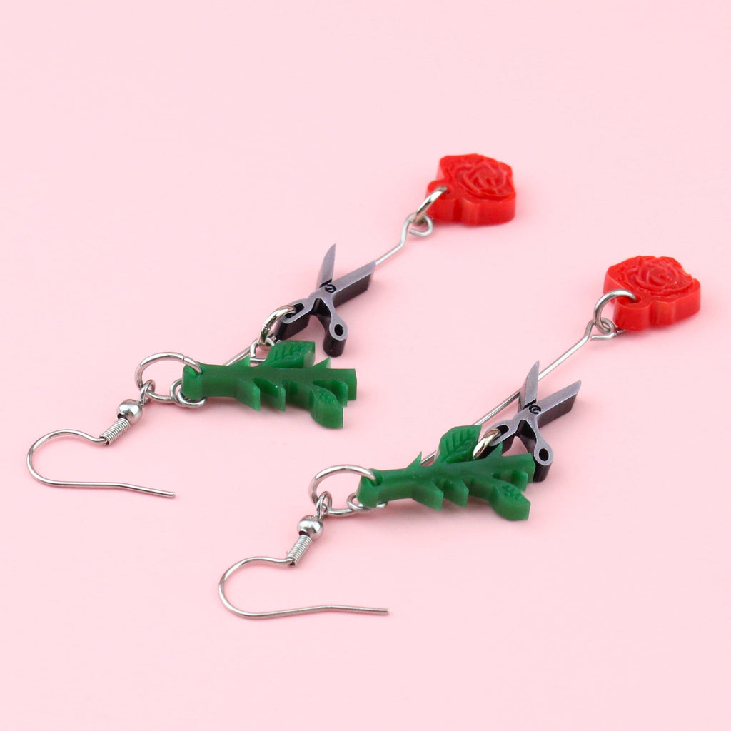 'Don't Tease' Rose Cutting Earrings - Sour Cherry