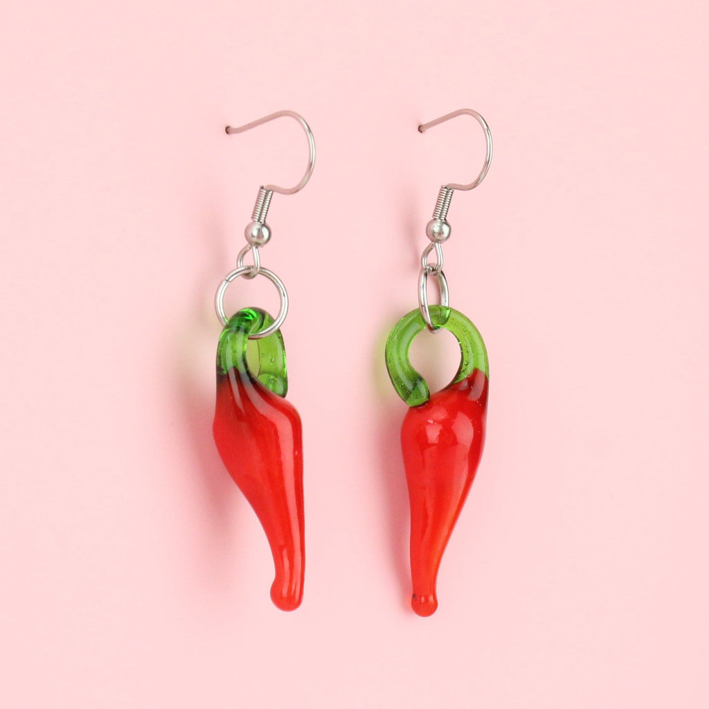 Glass Chili Earrings - Sour Cherry