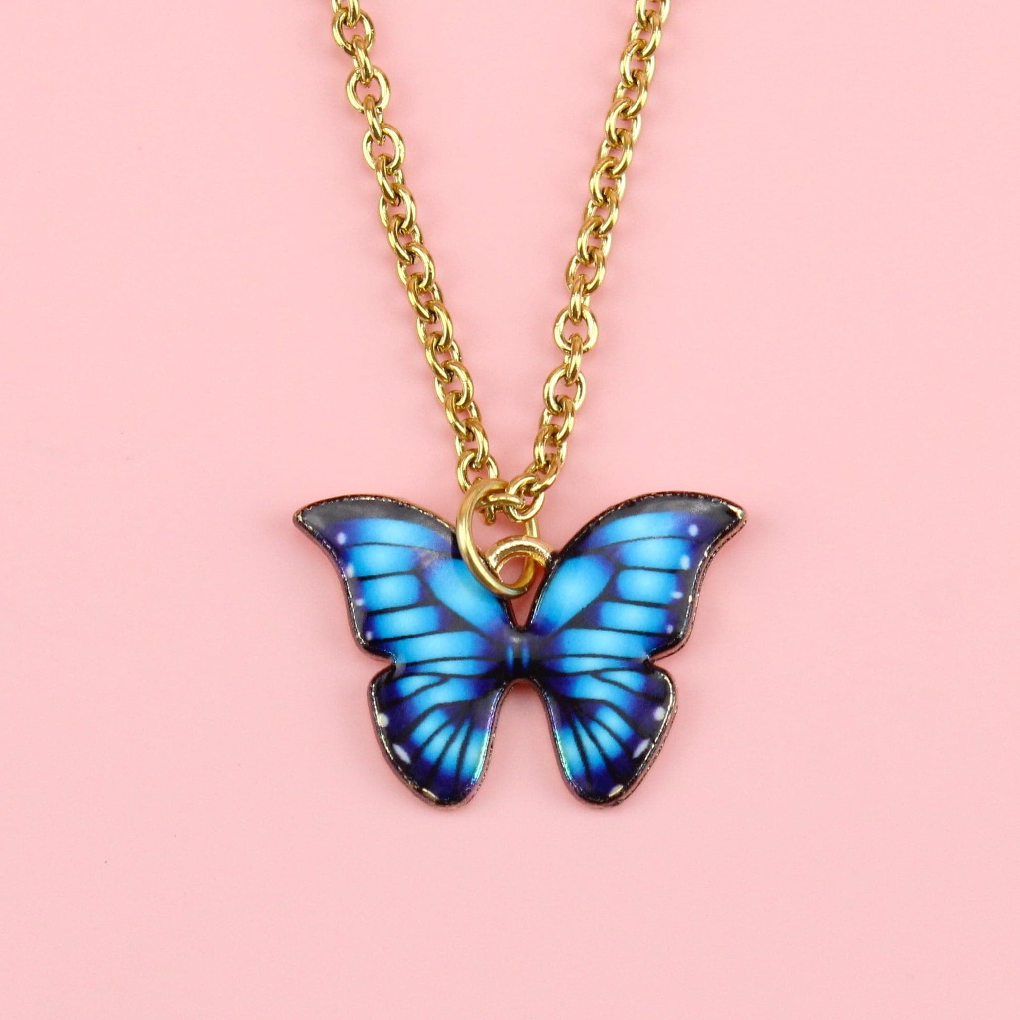 Small Blue Morpho Jewelry Blue Butterfly Necklace Butterfly Charms