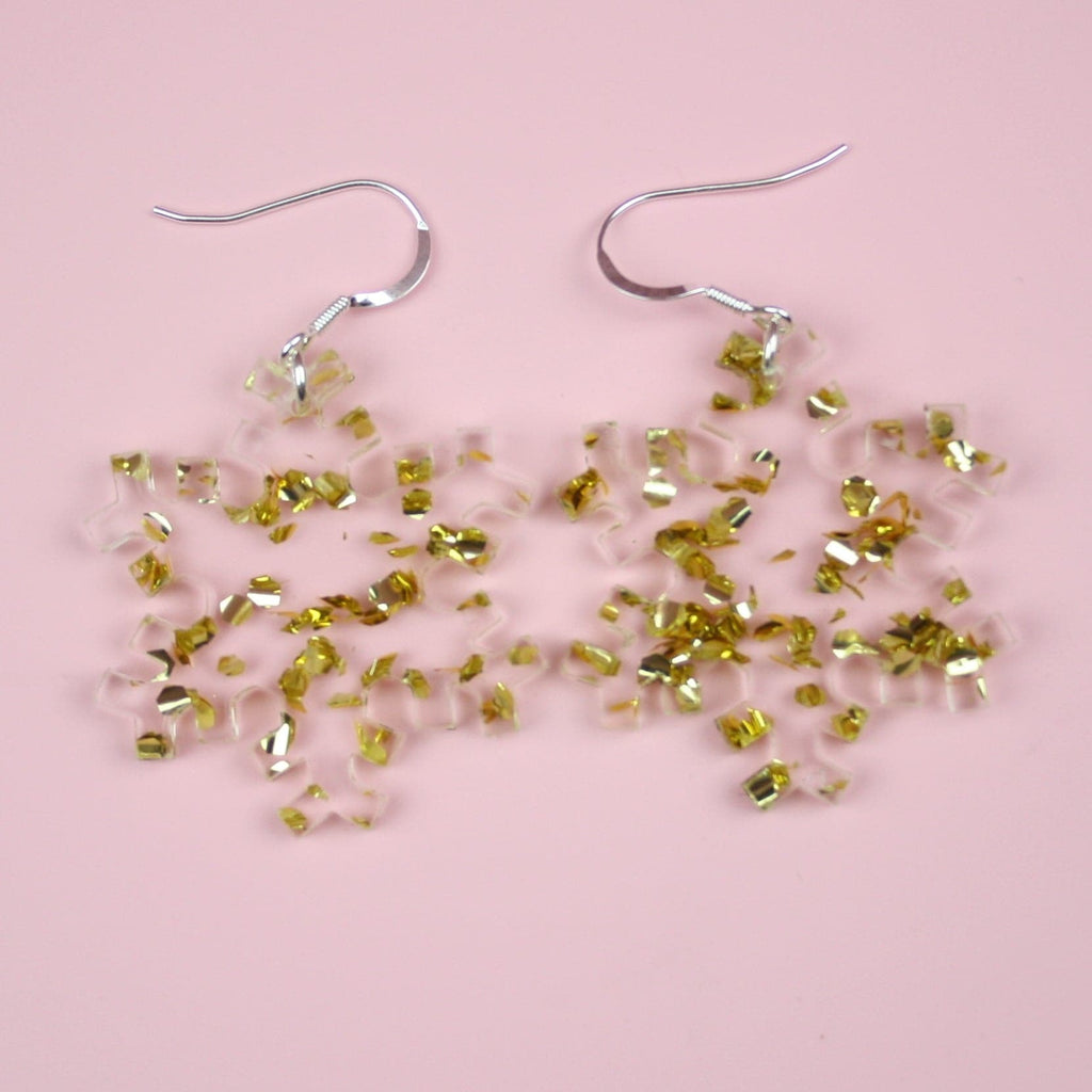 Gold Foil Snowflake Earrings - Sour Cherry