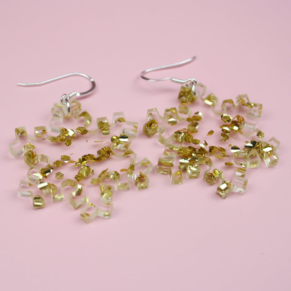 Gold Foil Snowflake Earrings - Sour Cherry
