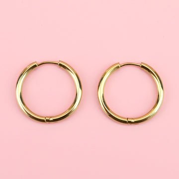 23mm Stainless Steel Hoop Earrings (Gold Plated) - Sour Cherry