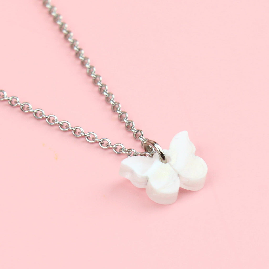 You're My Butterfly, Sugar Baby Necklace (White Marble) - Sour Cherry