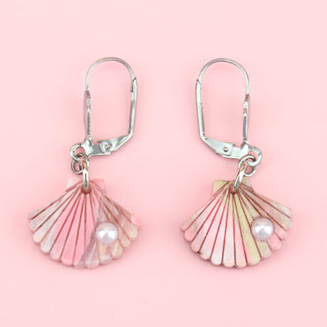 Pink Marble Shell Earrings - Sour Cherry