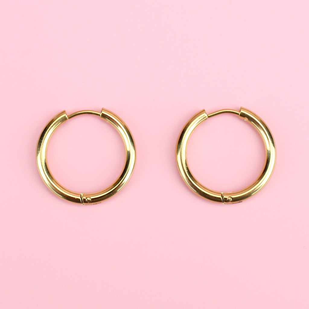 21mm Gold Stainless Steel Hoop Earrings - Sour Cherry